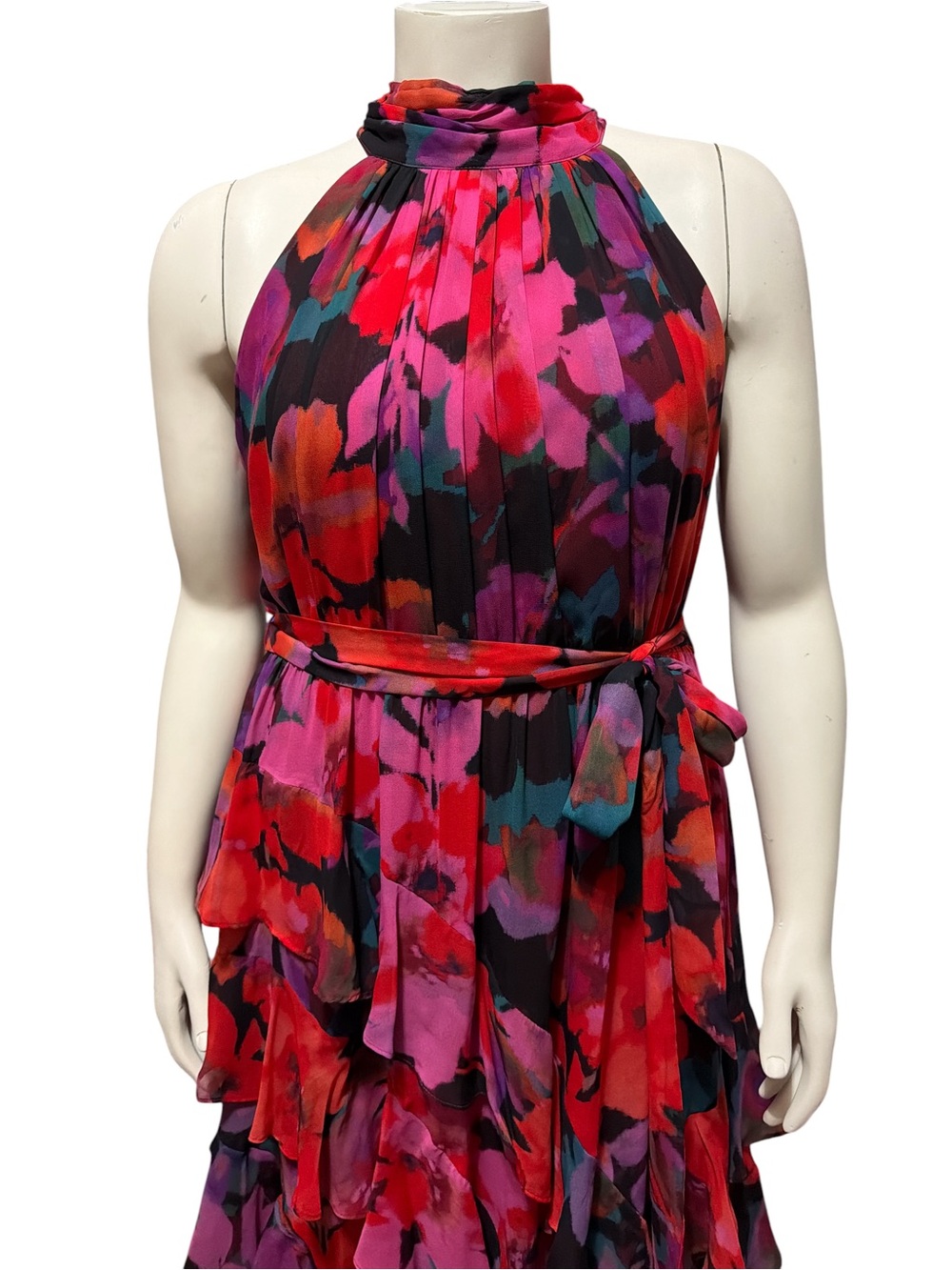 NWTAlex Marie Sz 16P Plus Nina Halter Maxi Dress Floral Tiered Ruffle Sleeveless - Picture 6 of 13